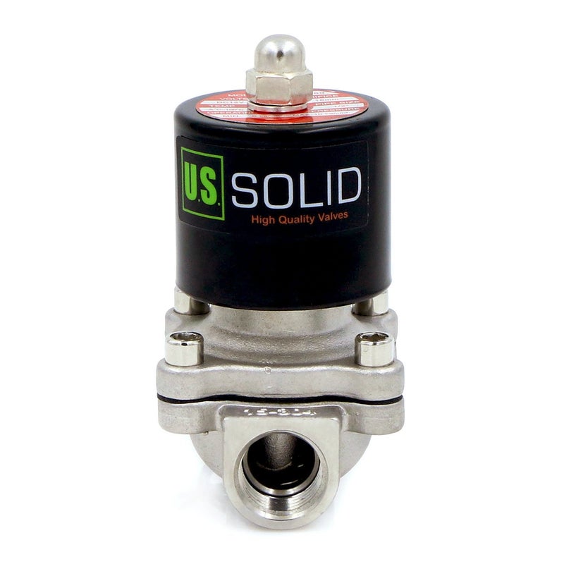 U.S. Solid 1/2" Stainless Steel Electric Solenoid Valve 24V DC N.C. VITON Water Air Fuel - Image 2